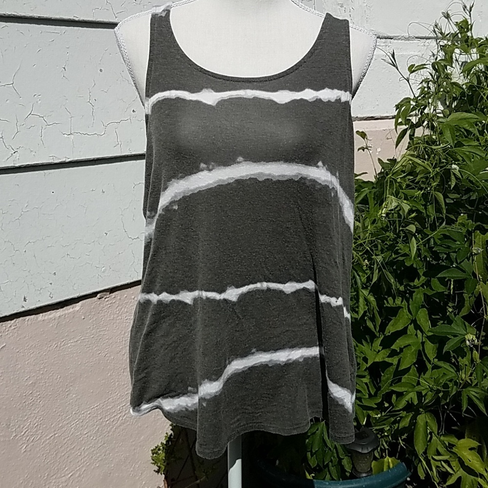 Pink Republic sz L split back tie dye tank gray